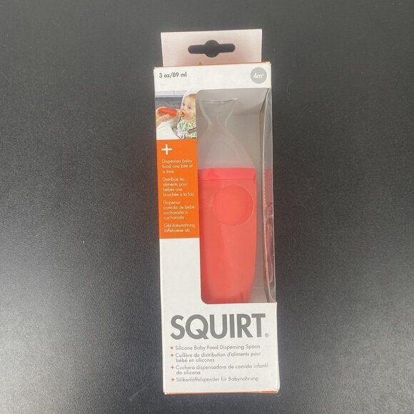 Boon Squirt Silicone Baby Food Dispensing Spoon Dishwasher Safe Pink New In Box - Picture 1 of 6